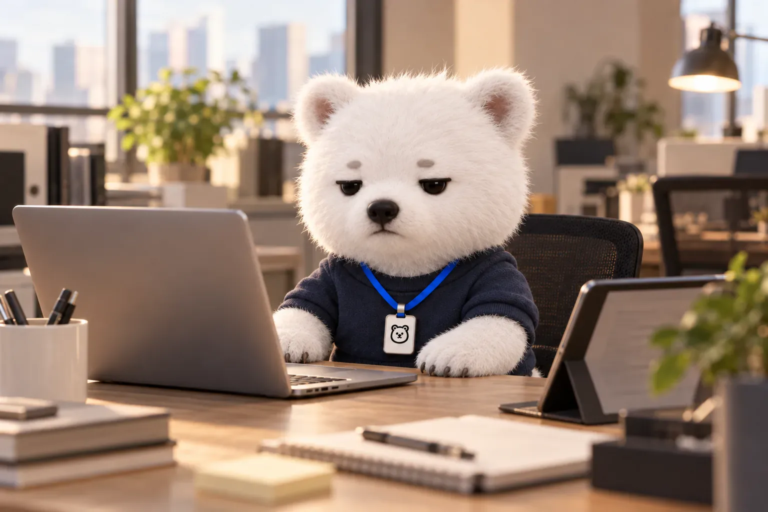 노트북으로 일하는 BOBPOOH